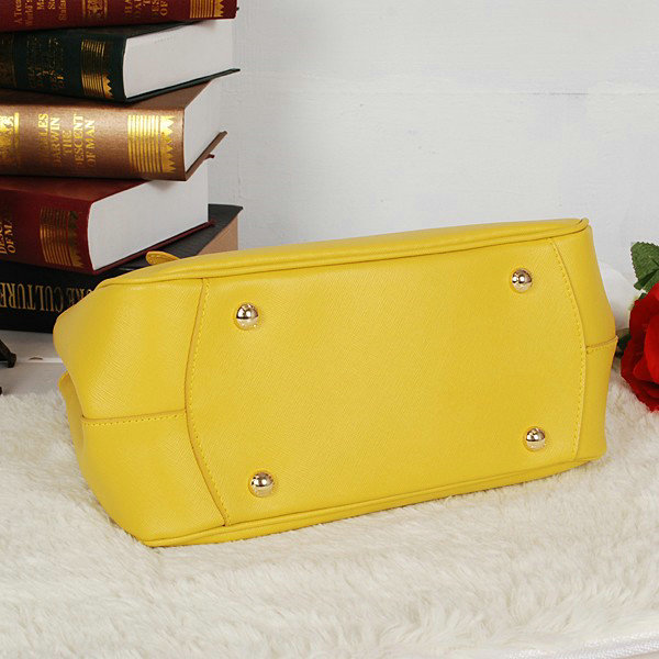 2014 Prada saffiano calfskin tote BN2245 lemonyellow